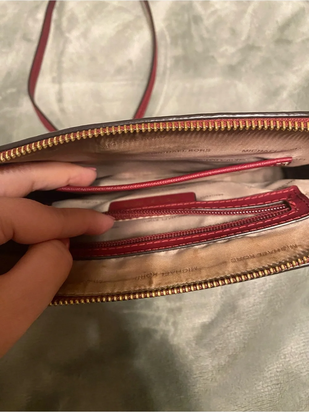 Michael Kors Wine Red Crossbody with Gold Chain